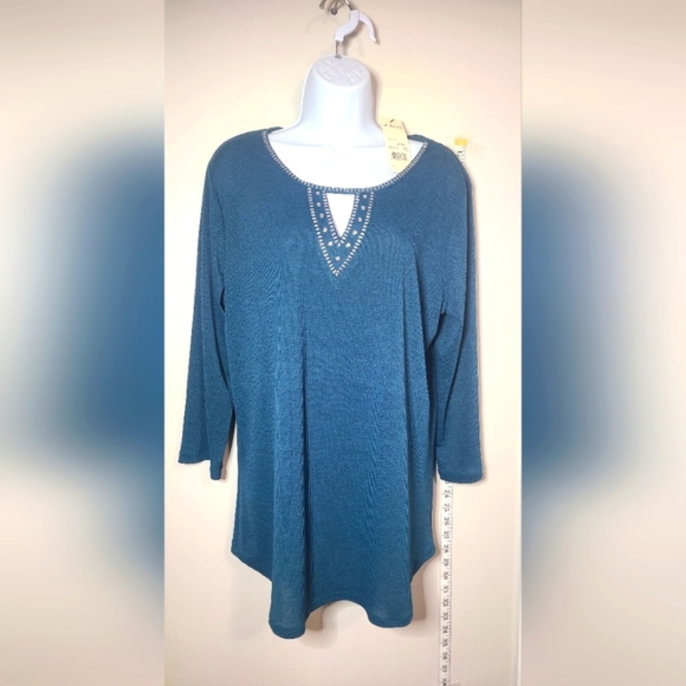 Sea‎ Green quarter length shirt by Notations - Large blouse